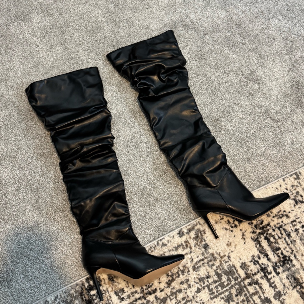 Brand new!! Pretty Little Thing black thigh high boots! Sz 10